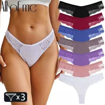 FINETOO 3 шт./компл., женские хлопковые стринги, S-XL, нижнее белье, трусики, стринги, женское нижнее белье, сексуальные трусики, кружевные трусики, нижнее белье S