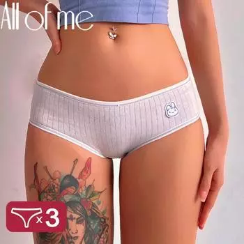 FINETOO, 3 шт./компл., женские трусики, хлопковое нижнее белье, женское белье с милым медведем, мягкие корейские трусы, сексуальные трусы, нижнее белье для девочек