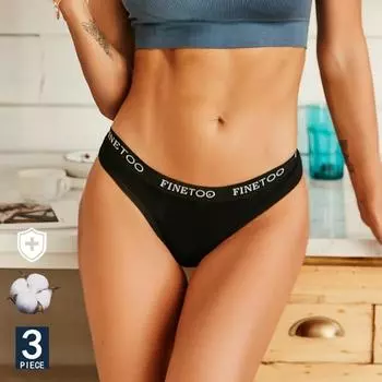 FINETOO, 3 шт./компл., женское хлопковое нижнее белье, трусики, нижнее белье с надписью, женские трусы, 9 однотонных цветов, M-XXL, женские сексуальные трусики, трусы M