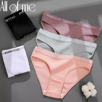 FINETOO, 3 шт./компл., женское хлопковое нижнее белье, трусики, нижнее белье с надписью, женские трусы, 9 однотонных цветов, M-XXL, женские сексуальные трусики, трусы M