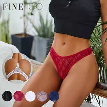 FINETOO 3 шт./лот сексуальные сетчатые стринги для женщин с низкой талией стринги женские прозрачные трусики с открытой Т-образной спинкой интимное нижнее белье для девочек XL