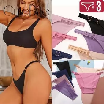 FINETOO 3 шт./сек. трусики из ледяного шелка для женщин, сексуальное очаровательное гладкое нижнее белье с низкой талией, бикини с треугольниками, удобные брюки S