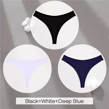 FINETOO 3 шт. женские сексуальные трусики с низкой посадкой, стринги из 95% хлопка, нижнее белье, нижнее белье, женские трусы, сексуальное женское белье, однотонные брюки L