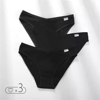 FINETOO, 3 шт., женские трусики, хлопковое нижнее белье, M-4XL, сексуальные трусы с V-образной талией для девочек, мягкие трусики с низкой посадкой, женские трусы, женское нижнее белье XXXXL
