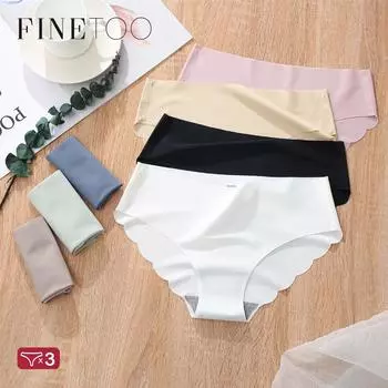 FINETOO 3 шт. женские трусики из ледяного шелка M-XL с низкой посадкой, удобное женское бесшовное нижнее белье, сексуальные трусы, женское нижнее белье M