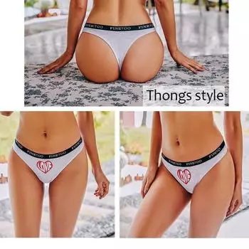 FINETOO 3Шт Женщины Хлопковые трусики Мода Любовь Сердце Принт Нижнее белье M-2XL Женские трусы Плюс Размер Девушки Трусы Нижнее белье M