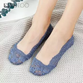 FINETOO 4 пары Женщины Кружева Невидимые противоскользящие лодыжки Носки Кружева Носки Женщины Дышащие носки Девушки Нет Шоу Нескользящие Лодочные Носки ONE SIZE