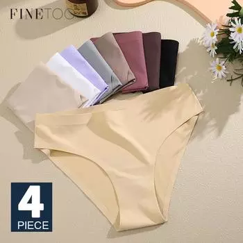 FINETOO 4 шт./компл. сексуальное женское нижнее белье с низкой талией бесшовное нижнее белье дышащие трусики-треугольники телесного цвета нижнее белье S&Set