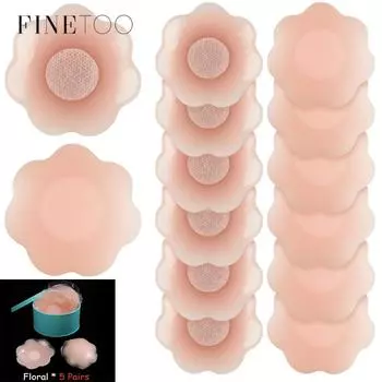 FINETOO 5 пар женских накладок на соски, многоразовые клейкие бюстгальтеры, патчи для сосков для женщин, бюстгальтеры для нижнего белья