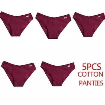 FINETOO 5 шт./компл. женские хлопковые трусики женское нижнее белье сплошной цвет трусы сексуальное женское белье трусики для женщин трусы интимное XL