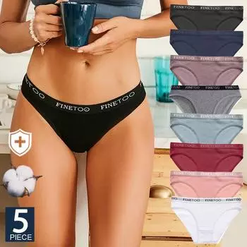 FINETOO 5 шт. женские хлопковые трусики сексуальное нижнее белье мягкие трусы женские трусы трусики с буквенным принтом пояс нижнее белье для девочек нижнее белье M&Set