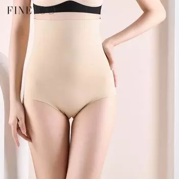 FINETOO Бесшовные трусики Bodyshape для женщин, нижнее белье с высокой талией, нижнее белье с подтяжкой ягодиц S чёрный