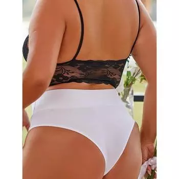 FINETOO бесшовные трусики с высокой талией для женщин стрейч-брифы M-4XL M белый