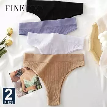 FINETOO бесшовные женские трусики стринги для девочек мягкие женские трусы с высокой талией модные 6 сплошных цветов S-XL сексуальные трусы для женщин трусики L-XL