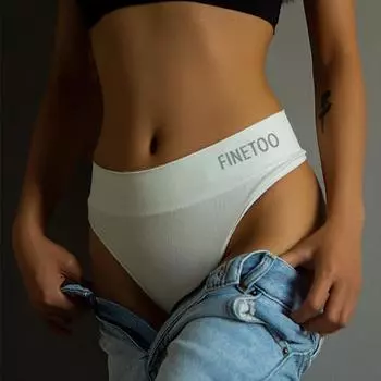 FINETOO Bodyshaper, нижнее белье для женщин, хлопковые трусики, женское нижнее белье, стринги, однотонные трусики, облегающие трусики XL-XXL белый