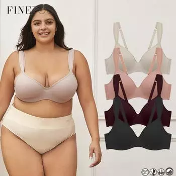 FINETOO Бюстгальтер пуш-ап больших размеров для женщин, однотонное нижнее белье, удобное нижнее белье 38C чёрный