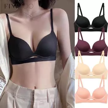 FINETOO Бюстгальтер пуш-ап, однотонное нижнее белье для женщин, мягкое и удобное нижнее белье 34B чёрный