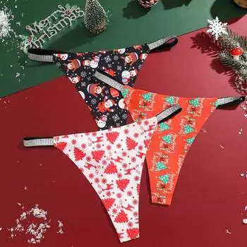 FINETOO Christmas present Women Seamless G-String Sexy Low-Waist Thongs Bikini Panties Soft and Comfortable XS