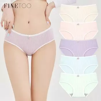 FINETOO Хлопковые трусики для женщин, симпатичное нижнее белье для девочек, средняя талия, промежность, антибактериальное нижнее белье M розовый