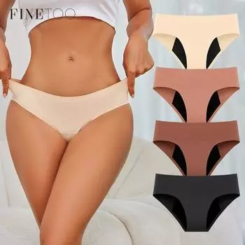 FINETOO Физиологическое нижнее белье для менструации Трусики с высокой степенью впитываемости, тампоны, четыре слоя женского менструального белья XXL чёрный