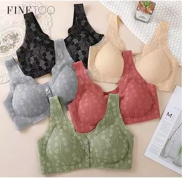 FINETOO Бюстгальтер с пряжкой спереди, дышащее нижнее белье без стального кольца, бюстгальтер, комфортное сексуальное собирающее нижнее белье M чёрный