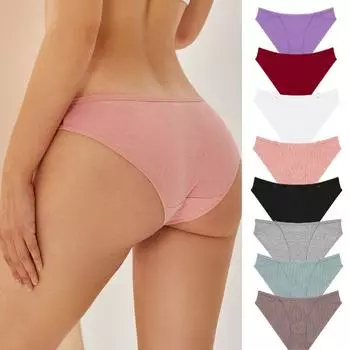 FINETOO Хлопковые трусики для женщин, бесшовные удобные трусики, полное женское мягкое нижнее белье S чёрный