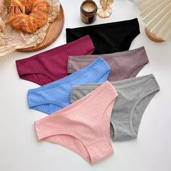FINETOO хлопковые трусики для женщин, однотонное нижнее белье, сексуальные трусы, женские трусы XS-6XL XS чёрный