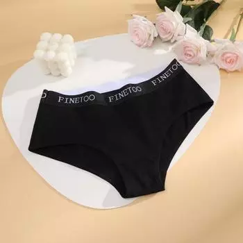 FINETOO Хлопковые трусики с высокой талией и эластичным поясом для утягивания живота. Комфортное нижнее белье S чёрный
