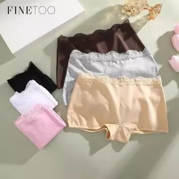 FINETOO Хлопковые трусы-боксеры для женщин с высокой талией Удобные трусы Женские трусы S чёрный