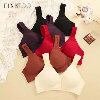 FINETOO Хлопковый бюстгальтер с застежкой спереди, широкие бретели, кнопки, жилет с подкладкой, пуш-ап, большие размеры для женщин среднего и пожилого возраста, нижнее белье 36 чёрный