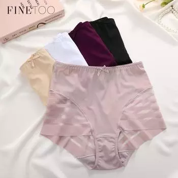 FINETOO кружевные трусики для женщин, бесшовные хлопковые трусы-боксеры, дышащие кружевные трусики из ледяного шелка