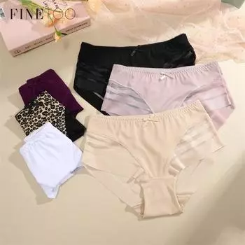 FINETOO кружевные трусики для женщин, трусики с высокой талией, бесшовное нижнее белье, удобное нижнее белье S-XL
