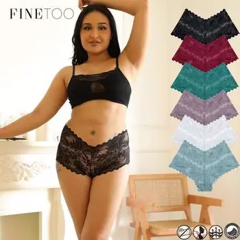 FINETOO Кружевные трусики Удобное нижнее белье Трусы со средней талией S-XL S розовый