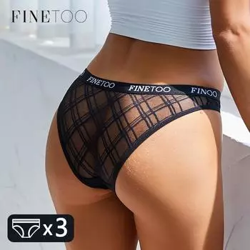 FINETOO M-2XL, модные трусики с надписью, сексуальное кружевное нижнее белье, женские трусы с низкой посадкой, трусы для девочек, трусики с геометрическим рисунком, женское нижнее белье XXL