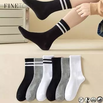 FINETOO модные и средние носки для женщин, дышащие однотонные носки one size белый
