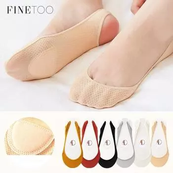 FINETOO невидимые носки, летние женские носки до половины длины, невидимые носки на подтяжках, хлопковые носки, тонкие противоизносные носки на высоком каблуке белый