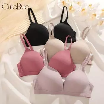 FINETOO Push Deep-V сексуальный бесшовный бюстгальтер для женщин топ без косточек женское нижнее белье пуш-ап 34/75B чёрный