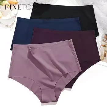 FINETOO S-2XL бесшовные трусики женское нижнее белье с высокой талией удобные трусы больших размеров женские гладкие трусы женское нижнее белье