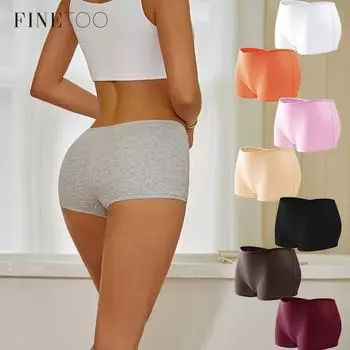FINETOO Safe Panty для женщин Хлопковое нижнее белье-боксеры со средней посадкой Однотонные трусы XS белый