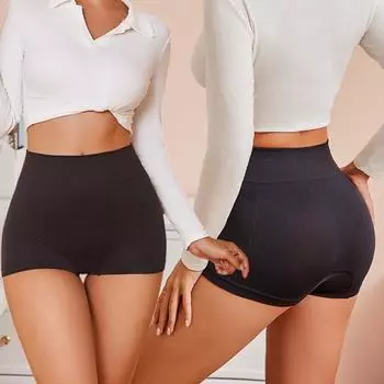 FINETOO сексуальное антибактериальное нижнее белье с высокой талией для женщин, хлопковые защитные брюки с промежностью, бесшовные шорты с плоским углом для женщин S&1pc хаки