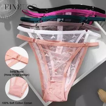 FINETOO сексуальное нижнее белье, женские трусики, перспективные трусики танга, стринги с бабочкой, женские трусы, нижнее белье, кружевные трусики S