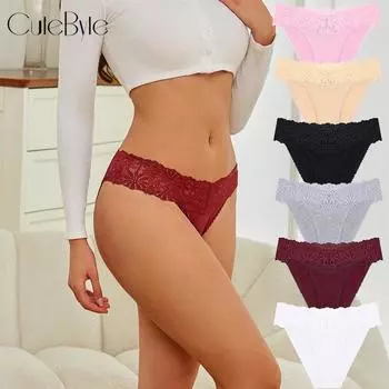 FINETOO Сексуальные хлопковые трусики для женщин с кружевным краем, нижнее белье с высокой талией, дышащее нижнее белье, удобные хлопковые трусы S розовый