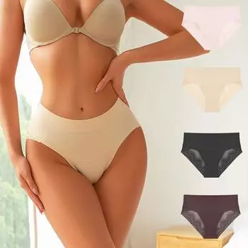 FINETOO сексуальные кружевные бесшовные трусики для женщин, нижнее белье со средней талией, нижнее белье из ледяного шелка S