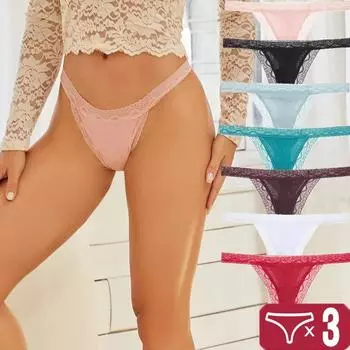 FINETOO сексуальные стринги с низкой посадкой, кружевные трусики-стринги, женское хлопковое нижнее белье с Т-образной спинкой, S-XL, женские трусы-бикин, нижнее белье M