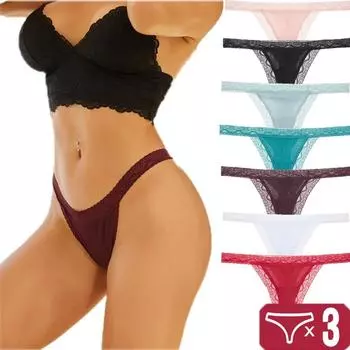 FINETOO сексуальные стринги с низкой посадкой, кружевные трусики-стринги, женское хлопковое нижнее белье с Т-образной спинкой, S-XL, женские трусы-бикини, нижнее белье S