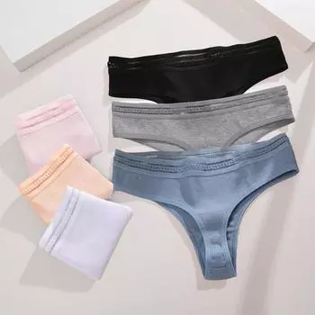 FINETOO сексуальные стринги с Т-образной спинкой для женщин, удобные хлопковые трусики, нижнее белье S белый