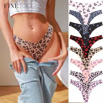 FINETOO Сексуальные трусики для женщин Butterfly T-back Comfort G-string Printed Underwear