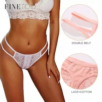 FINETOO сексуальные трусики женские кружевные трусики удобные дышащие стринги с низкой посадкой трусики S белый