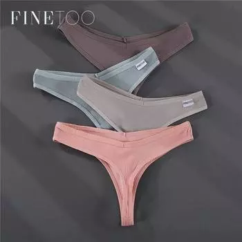 FINETOO сексуальные женские трусики-стринги, хлопковое женское нижнее белье, стринги с низкой талией, трусы, 6 однотонных трусиков, нижнее белье M розовый