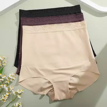 FINETOO Средней Талии Обтягивающее Нижнее Белье Трусики Ice Silk Трусики Traceless Подтягивающие Ягодицы Трусики Утягивающие Маленький Живот Корректировка Фигуры S чёрный